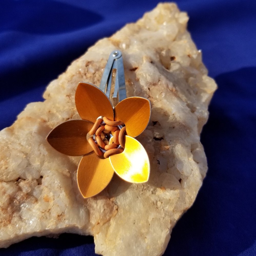 Orange flower hair clip